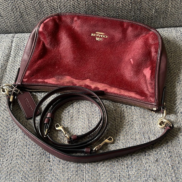 COACH CHELSEA BURGUNDY HAIR CALF/ SMOOTH LEATHER CROSSBODY BAG - Picture 16 of 16